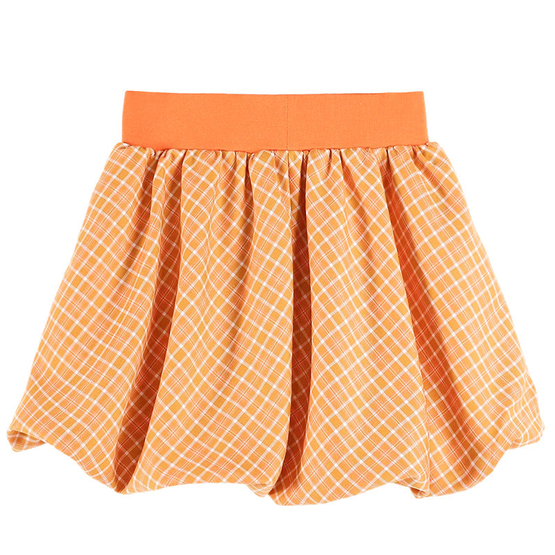 Orange Plaid Ruffle Skirt for Girls