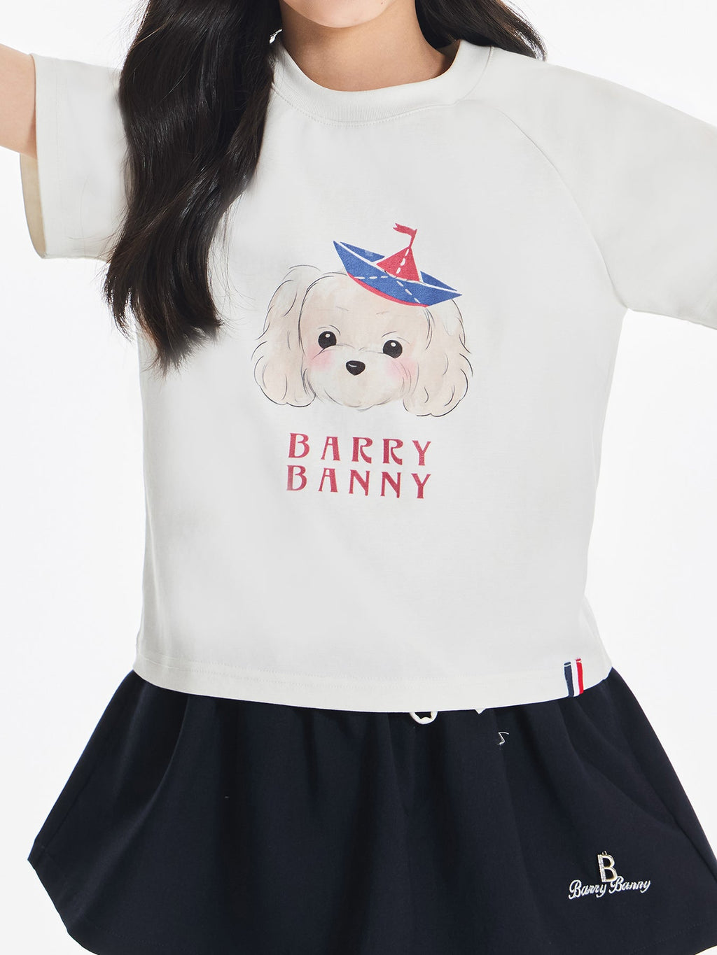 Girls Dog Graphic Cotton Blend Short Sleeve T-Shirt