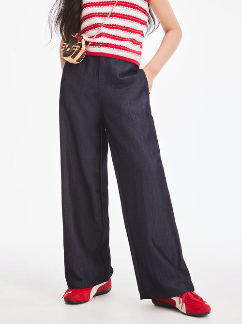 Classic Denim Wide-Legged Pants for Girls - Comfortable & Trendy