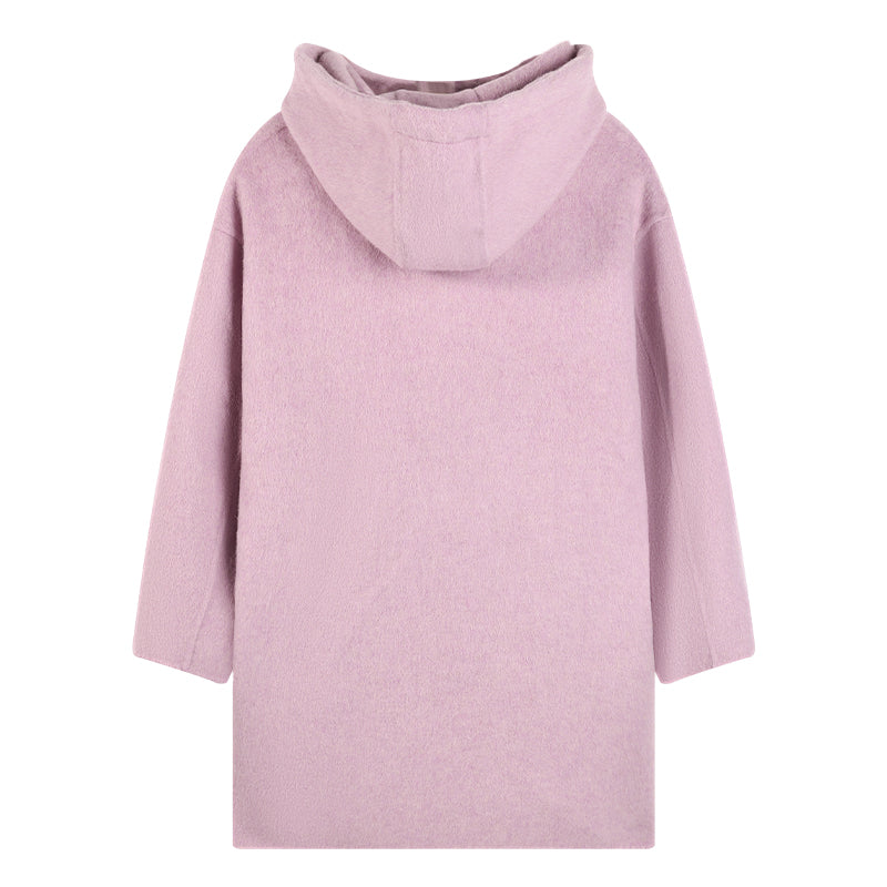 Girls Winter Wool Coat Warm Long Hooded Jacket