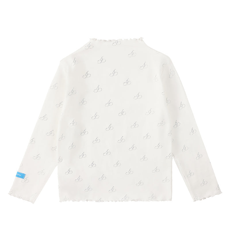 Girls Cherry Print Long Sleeve Slim Fit T Shirt