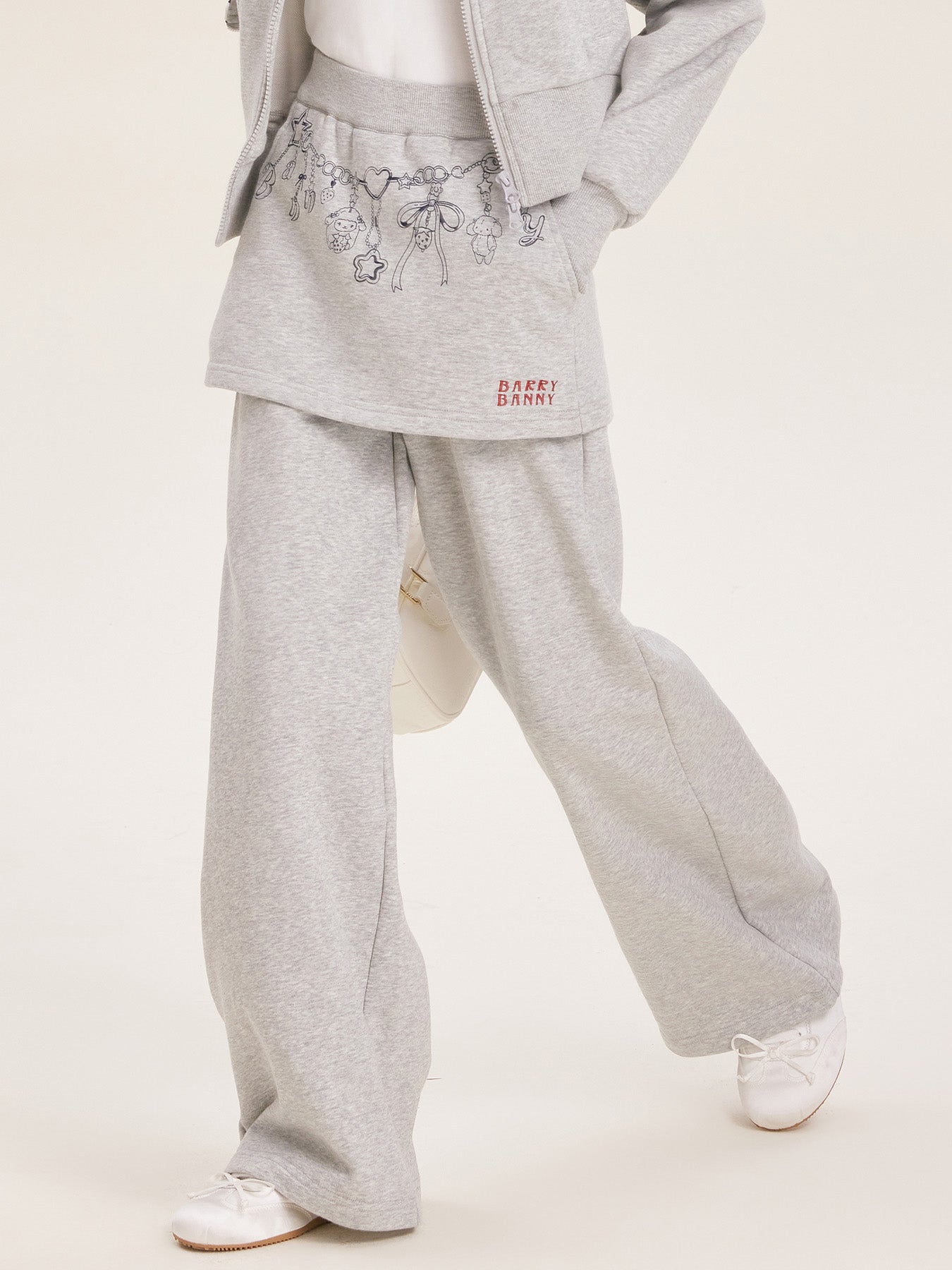 Girls Grey Hoodie Jacket and Faux Layered Skirt Pants Set