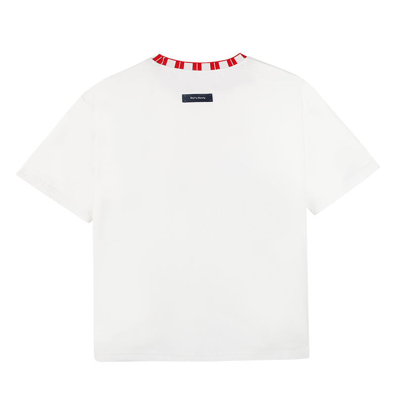Kids White Dog Graphic Tee with Cute Logo