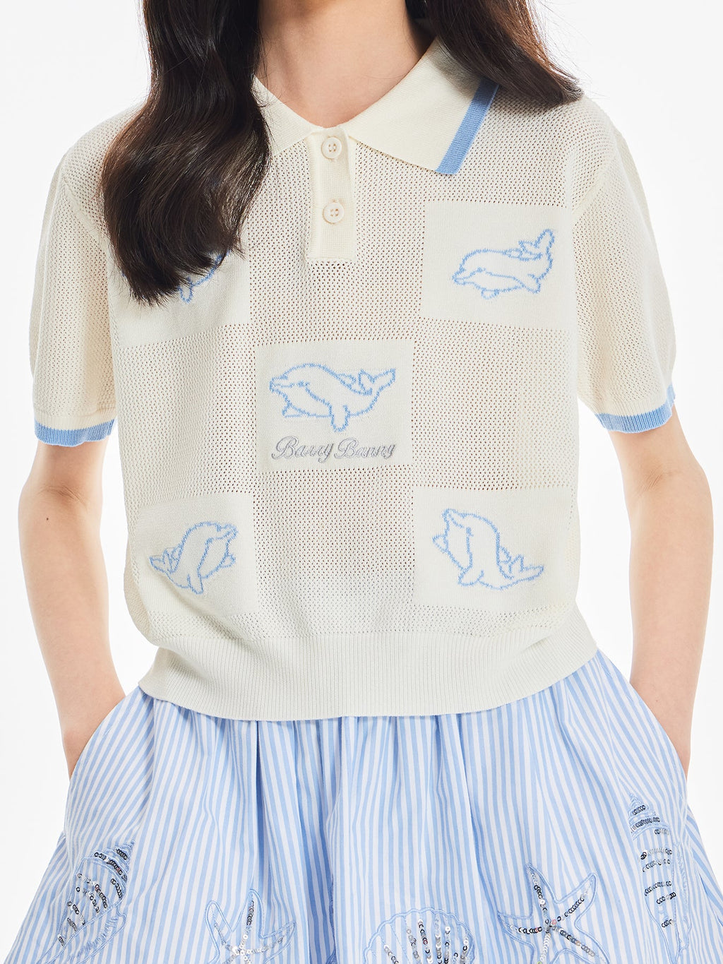 Girls Knit Polo Shirt Short Sleeve Summer Casual Top