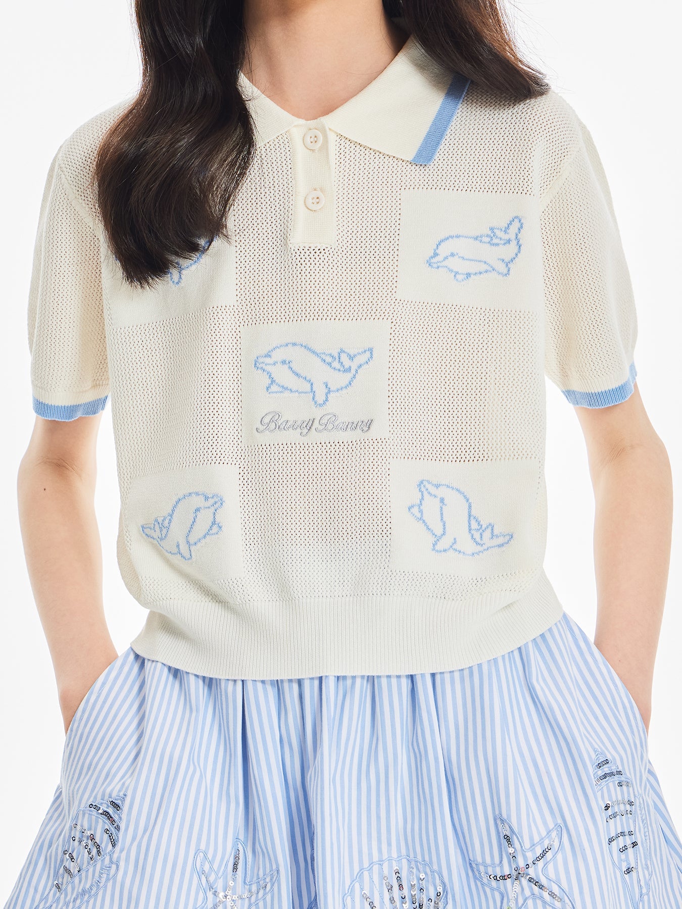 Girls Knit Polo Shirt Short Sleeve Summer Casual Top