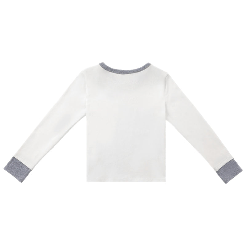Girls Classic Solid Long Sleeve Crewneck Top