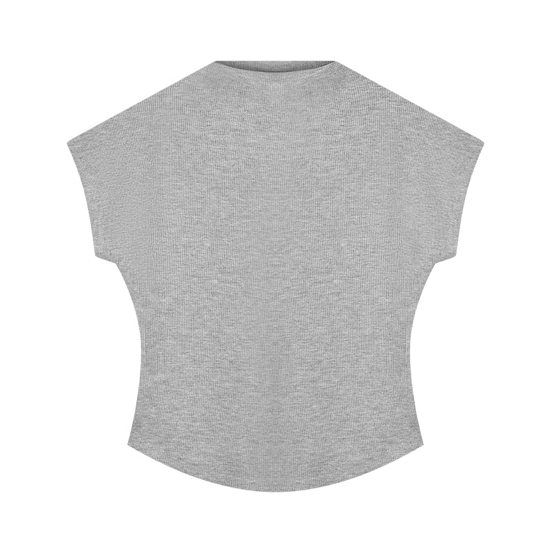 Girls Embroidered Mock Neck Short Sleeve Summer T-Shirt