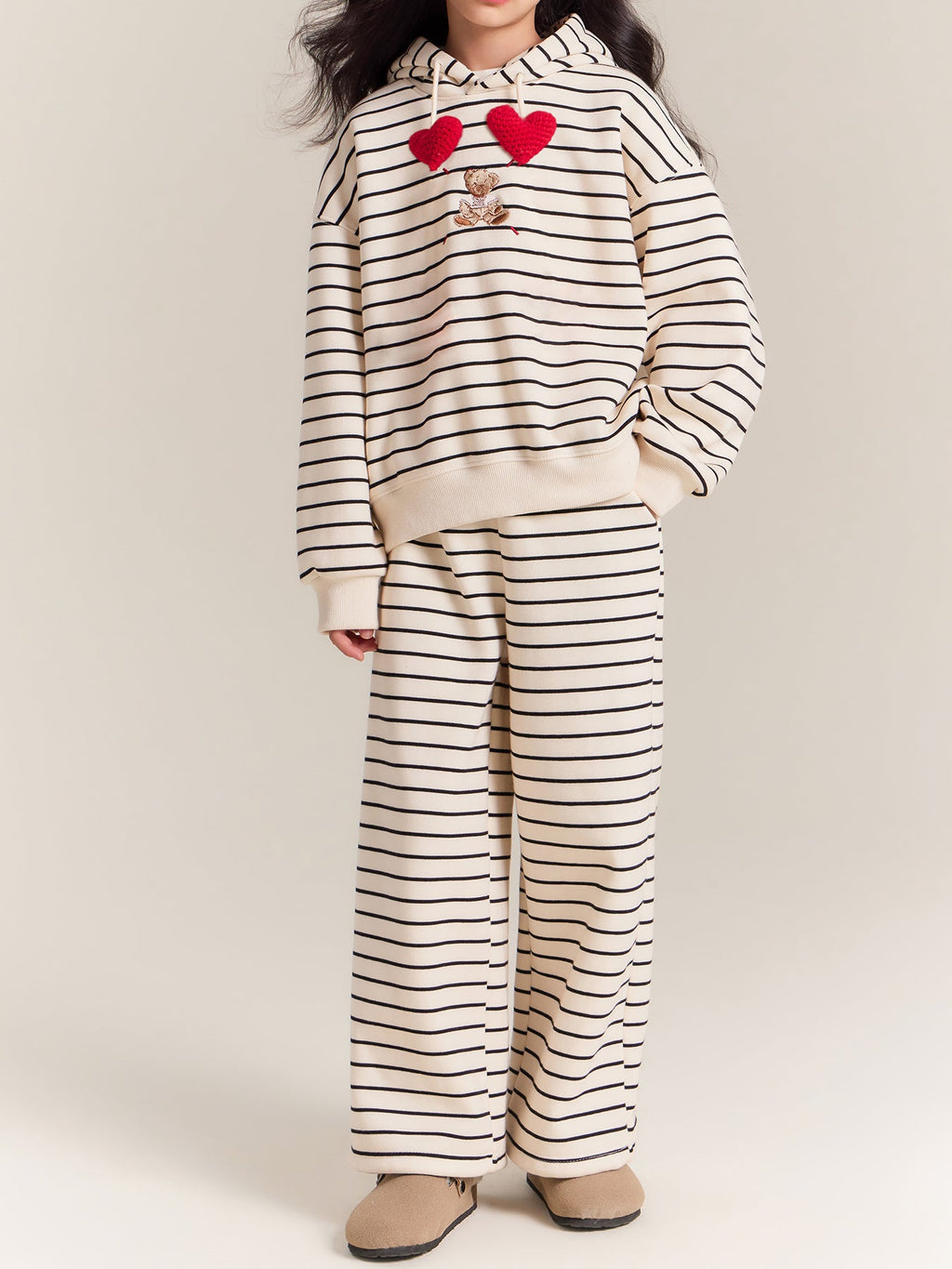 Kids Striped Hoodie and Pants Set, Cozy Fall Winter Outfit