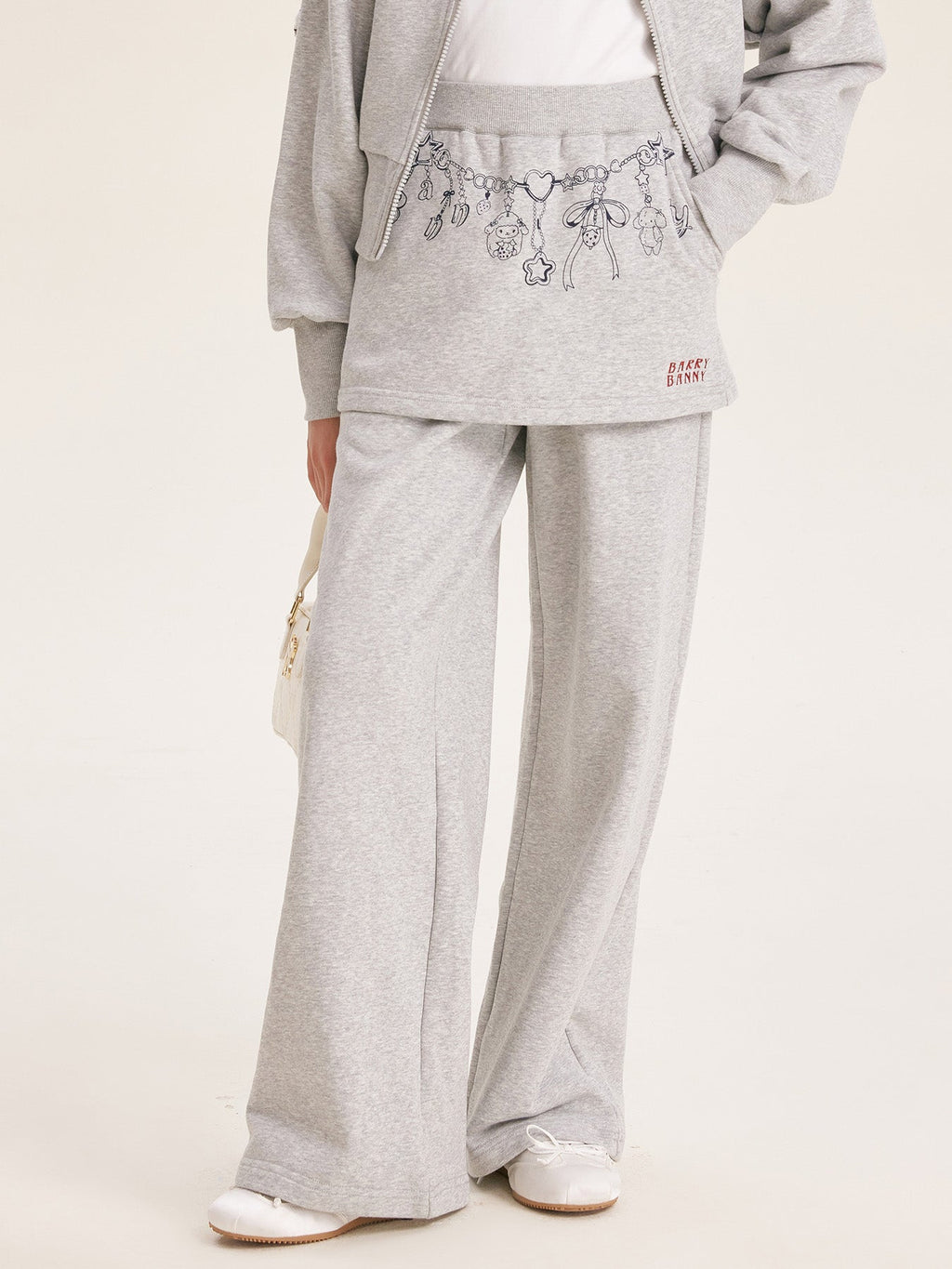 Girls Grey Hoodie Jacket and Faux Layered Skirt Pants Set