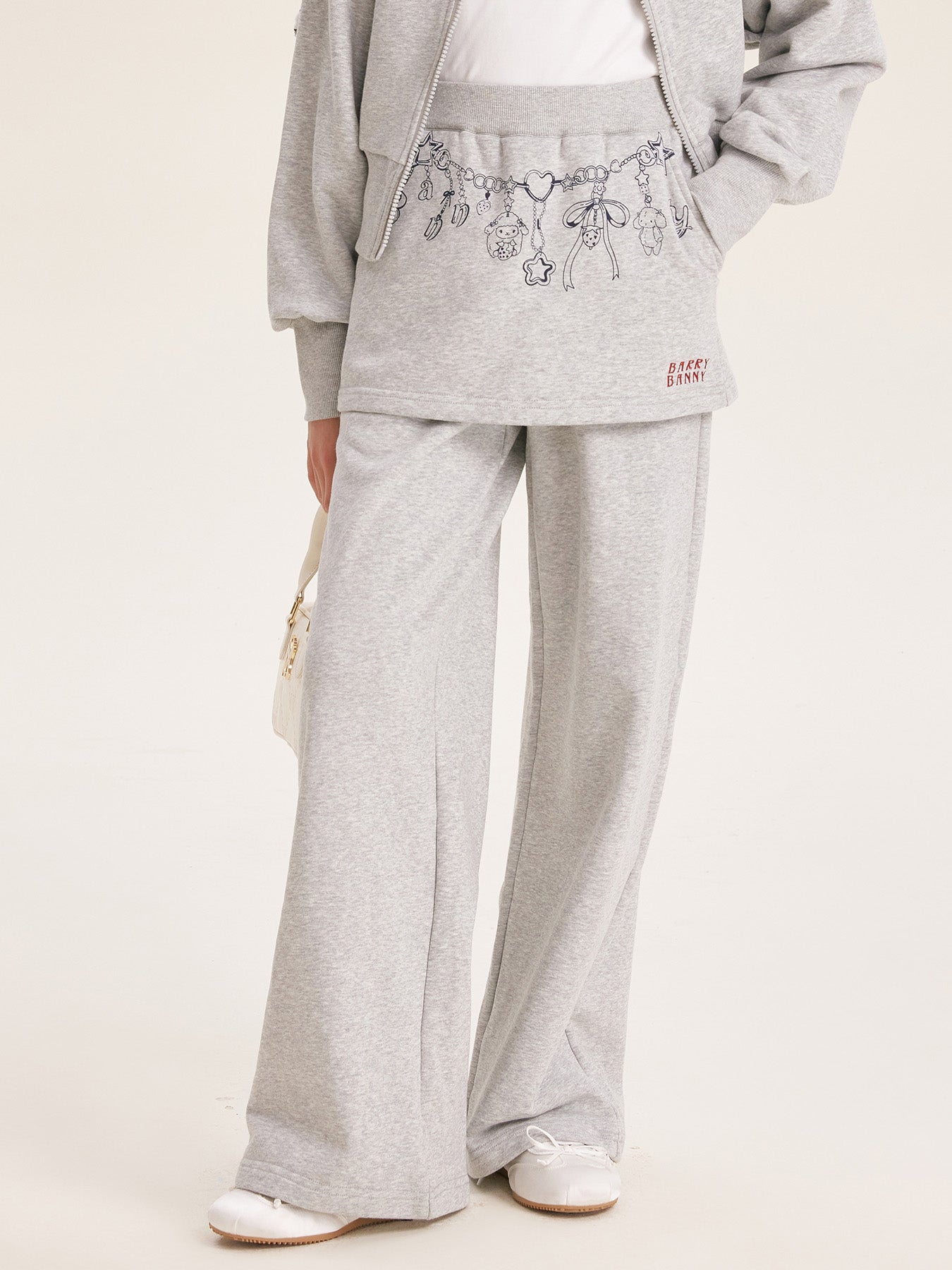 Girls Grey Hoodie Jacket and Faux Layered Skirt Pants Set