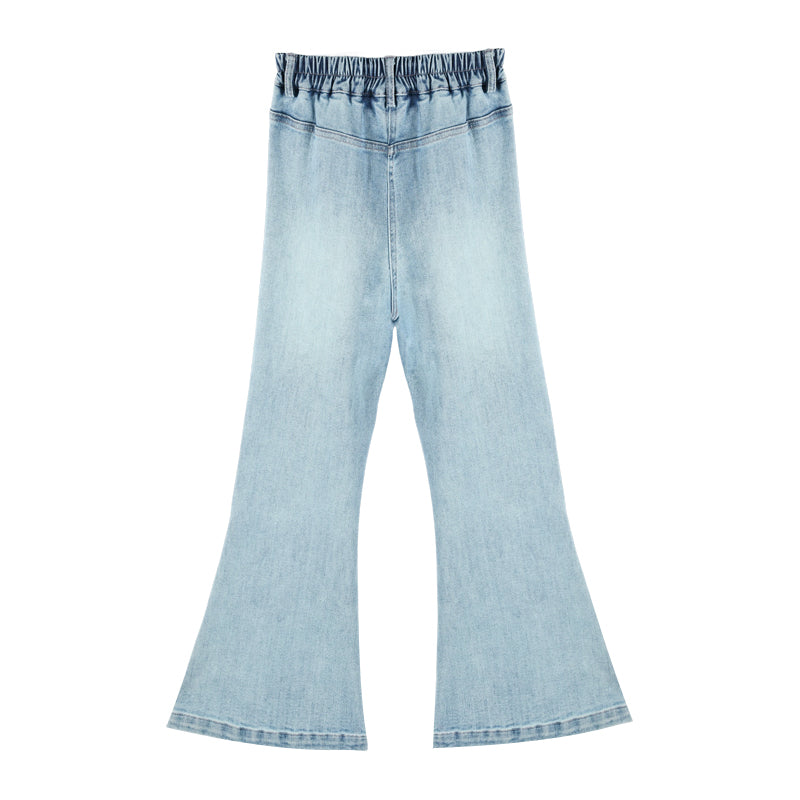 Embroidered High-Waisted Flare Jeans for Girls