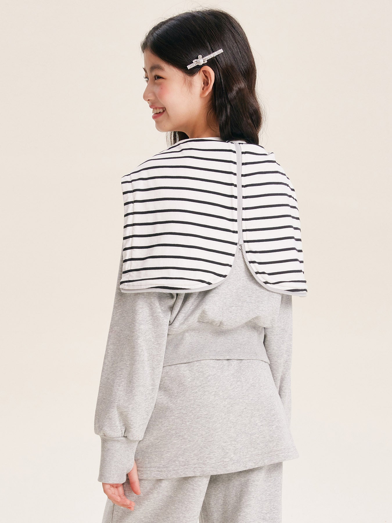 Girls Grey Hoodie Jacket and Faux Layered Skirt Pants Set