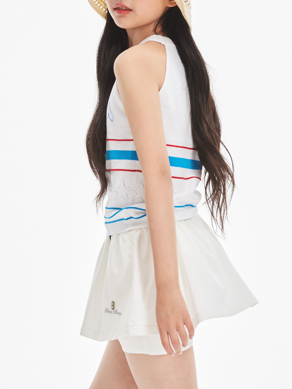 Girls Summer Knit Tank Top Striped Dolphin Graphic Vest