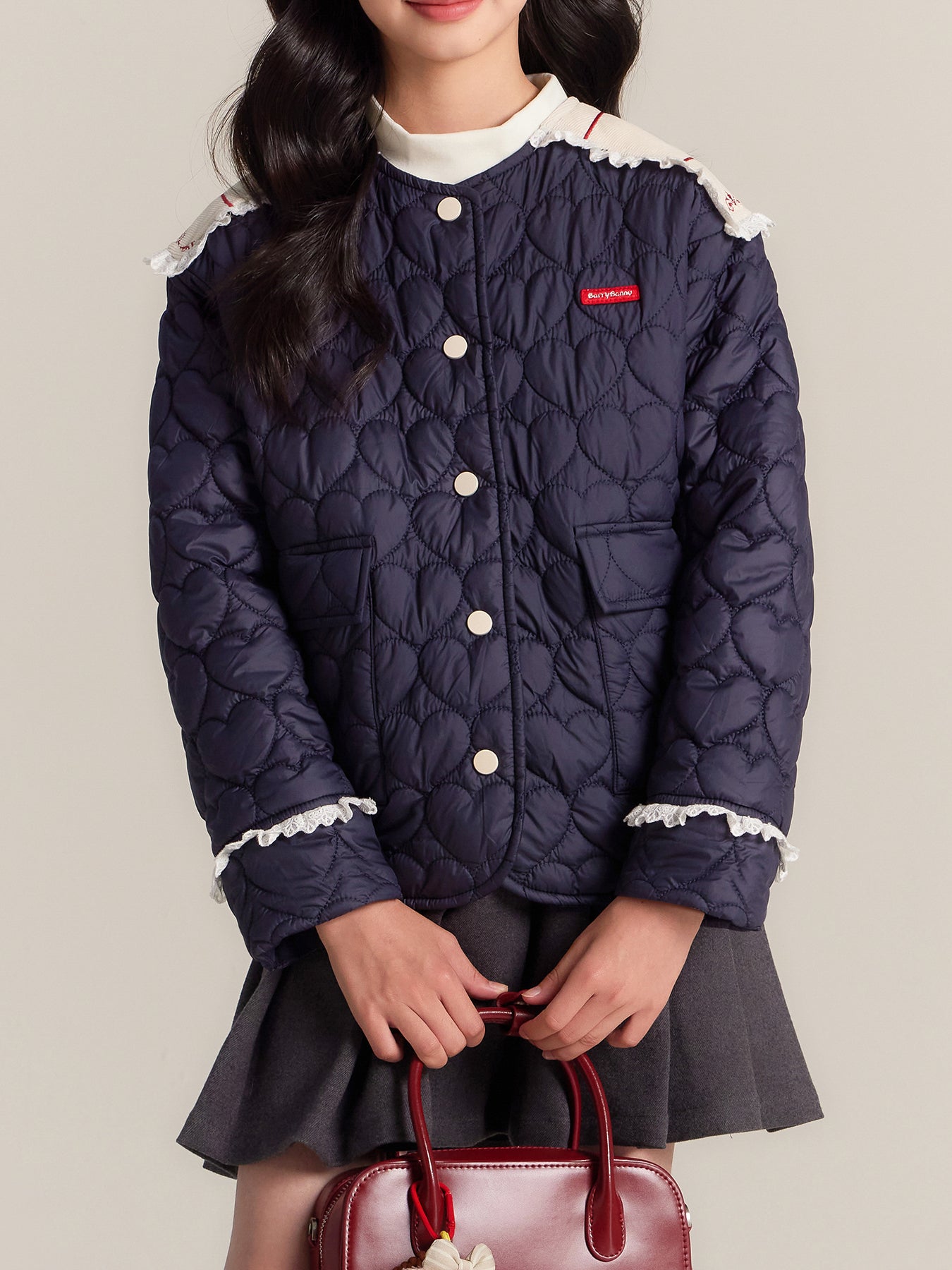 Girls Heart Print Puffer Jacket – Warm Cozy Coat