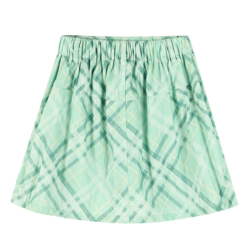Girls Cargo Pocket Plaid Mini Skirt Green