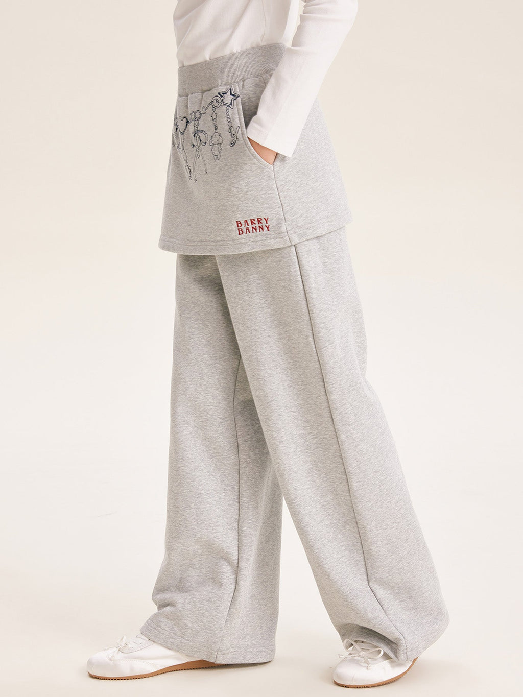 Girls Grey Hoodie Jacket and Faux Layered Skirt Pants Set