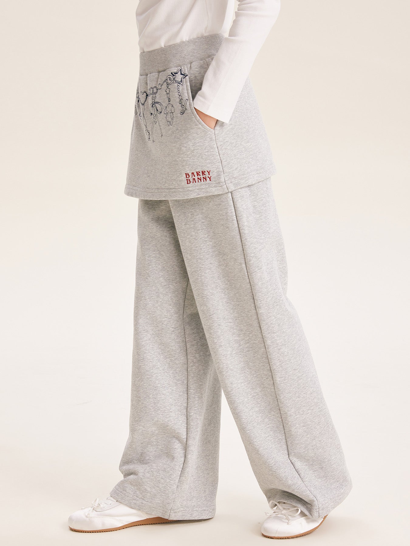 Girls Grey Hoodie Jacket and Faux Layered Skirt Pants Set