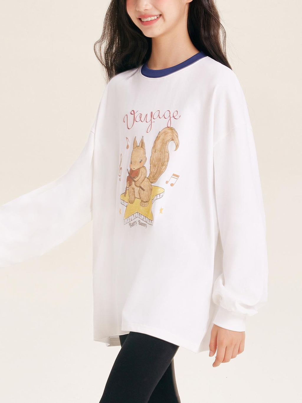 Girls Squirrel Print Long Sleeve Cotton T Shirt