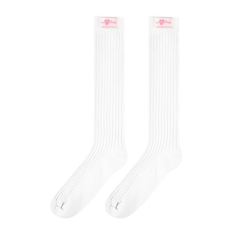 Kids Simple Cotton Ribbed Knee-High Socks