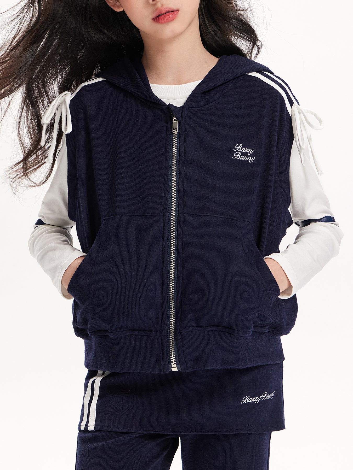 Kids  Sporty Sleeveless Zip Up Hoodie Vest