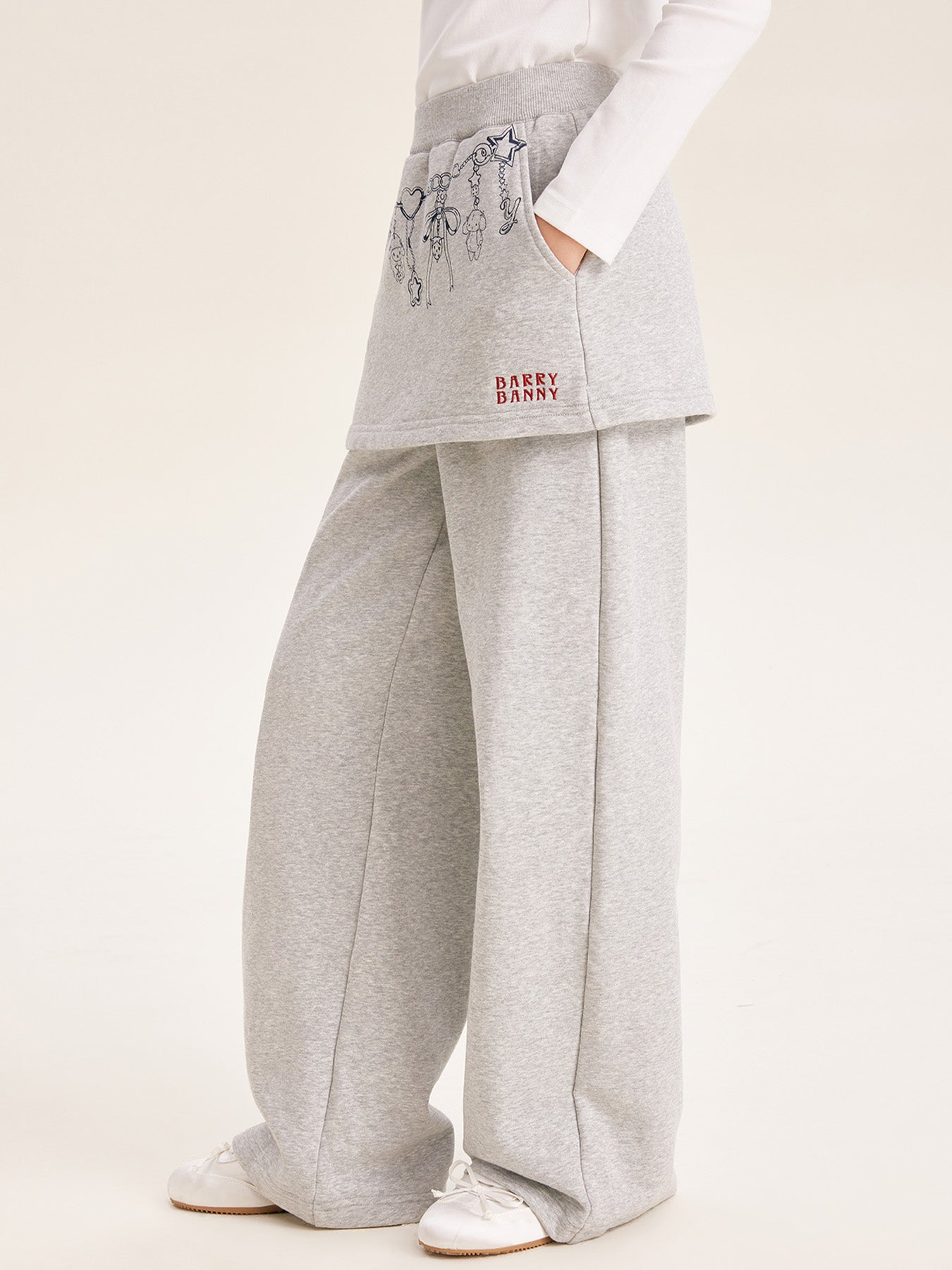 Girls Grey Hoodie Jacket and Faux Layered Skirt Pants Set