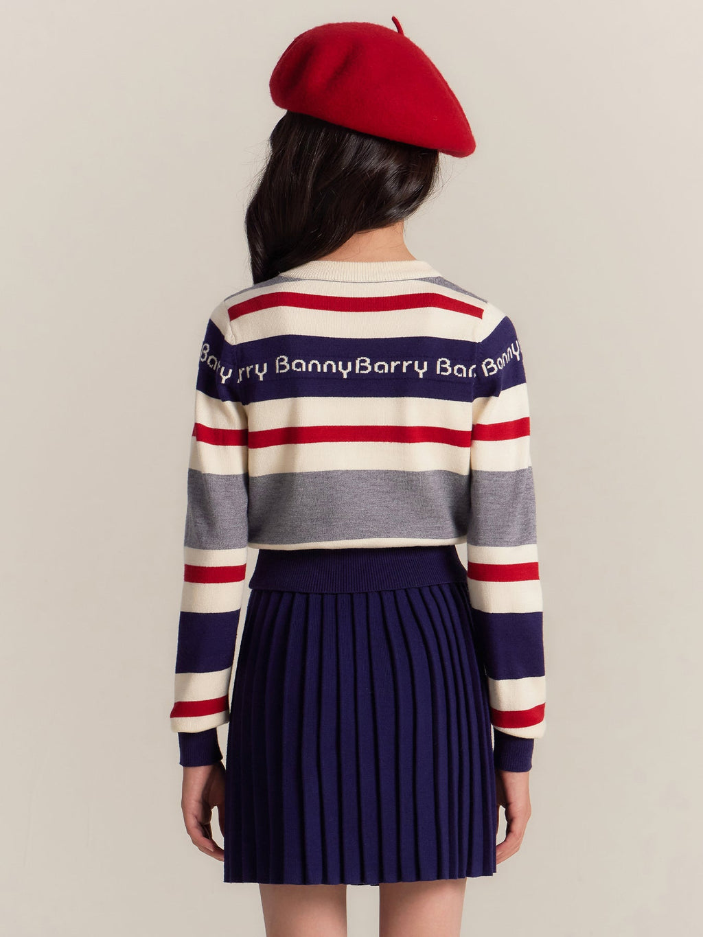 Cherry Bow Striped Knit Sweater for Girls