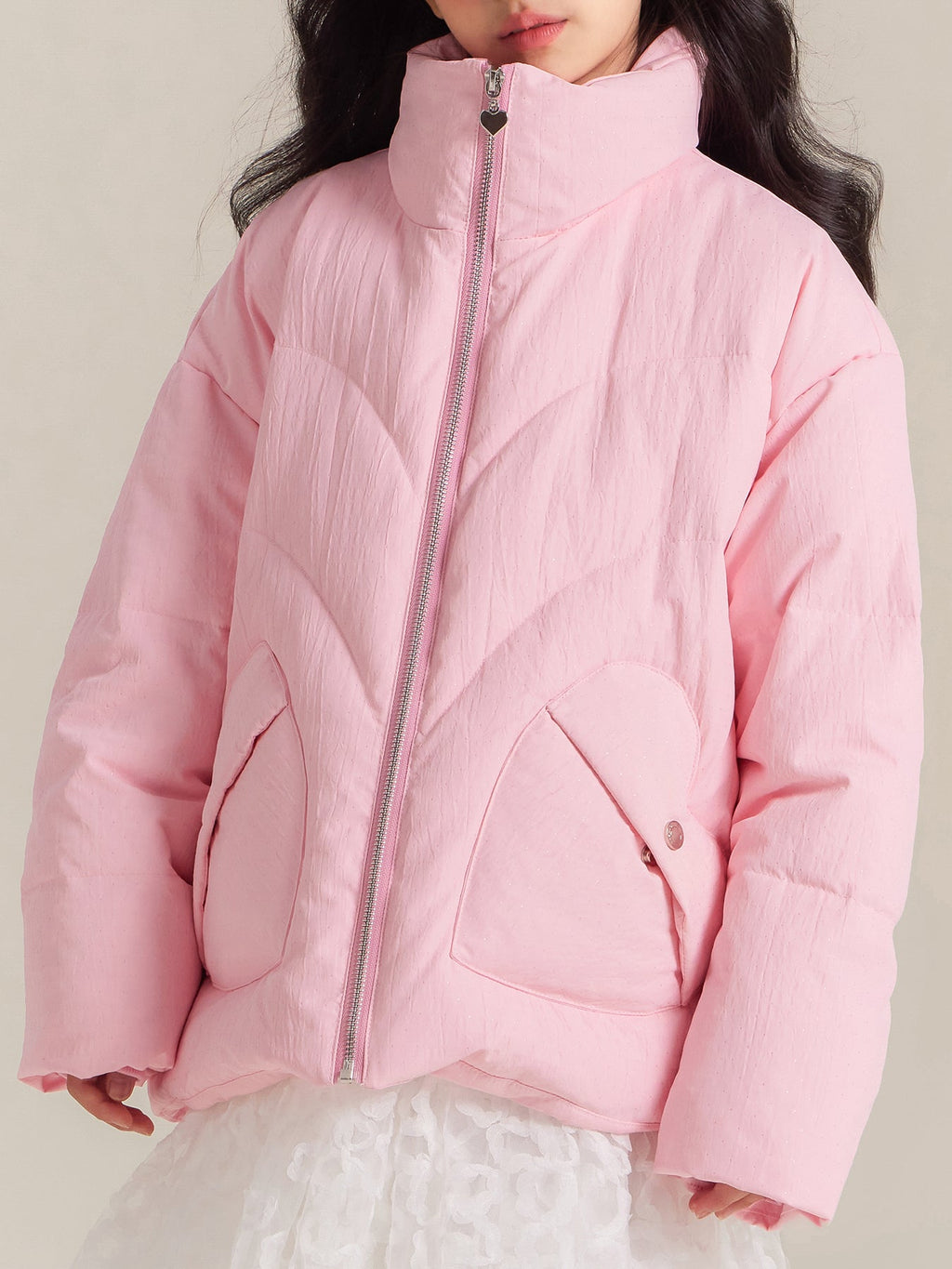 Girls Pink Down Puffer Jacket Winter Warm Short Coat