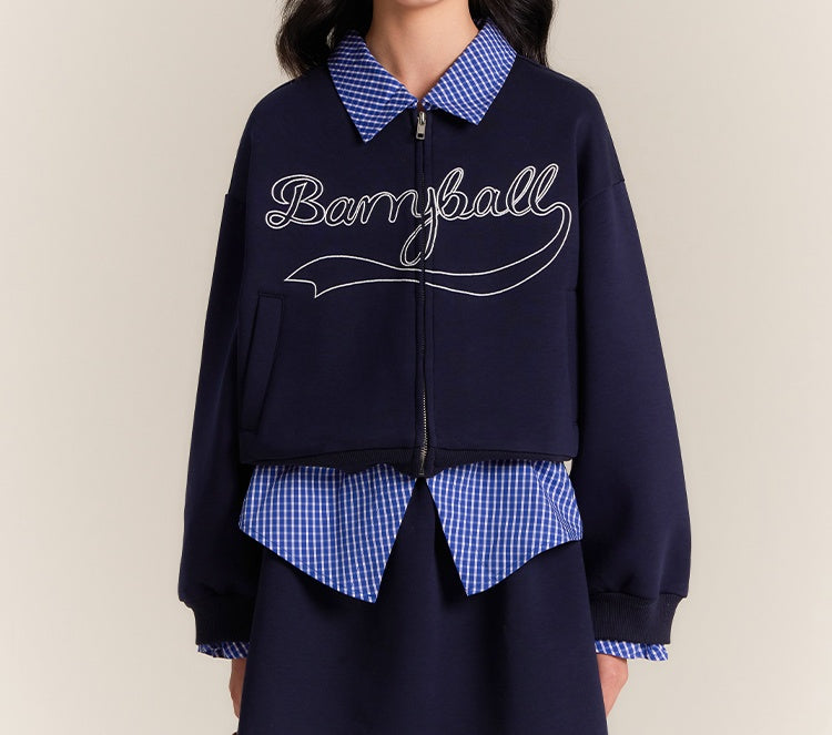 Girls Navy Zip Jacket and Wide Leg Elastic Waist Pants