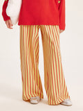 Girls Striped Wide Leg Pants with Elastic Waist