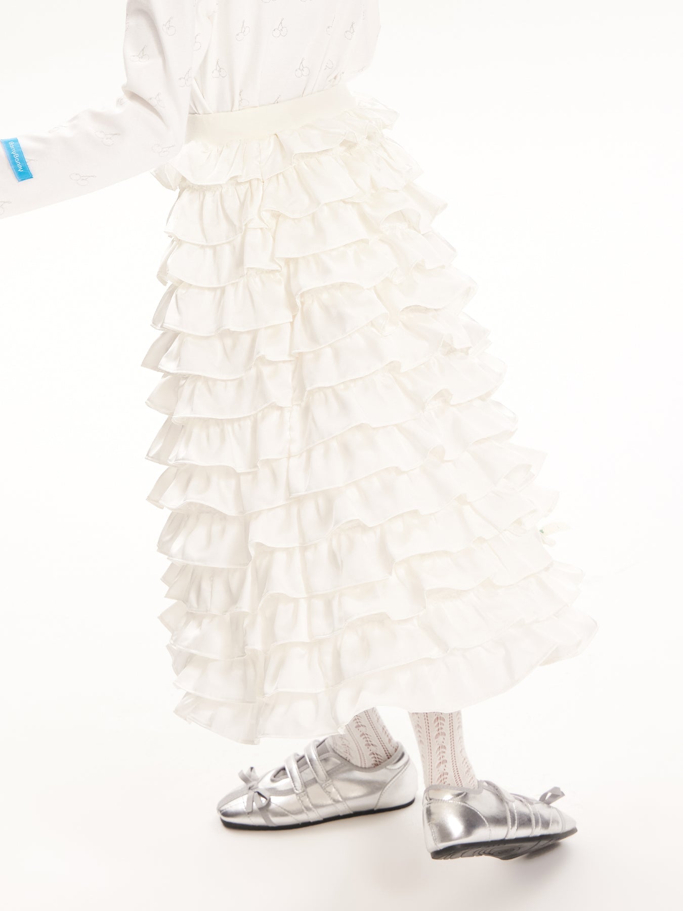 Girls Satin Ruffle Layered Princess Cake Skirt
