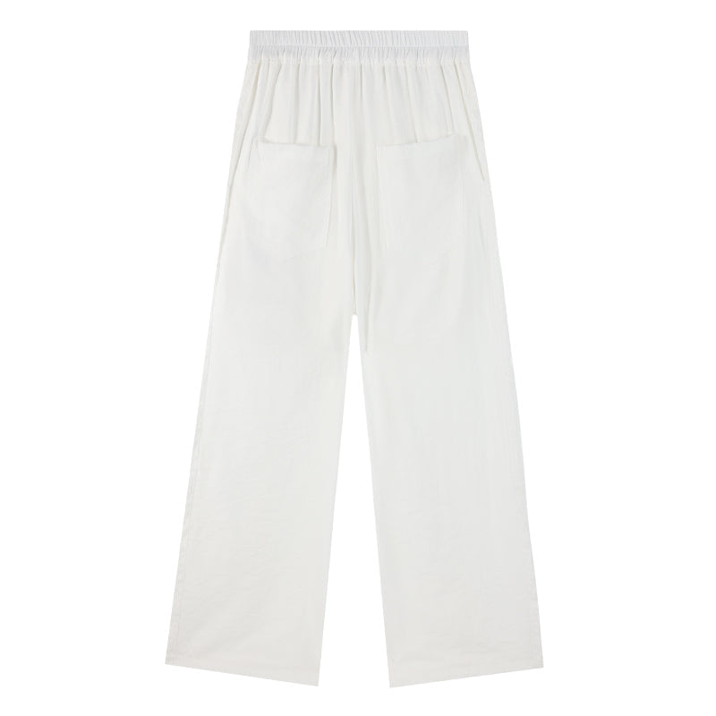 Girls White Loose Fit Wide Leg Casual Pants
