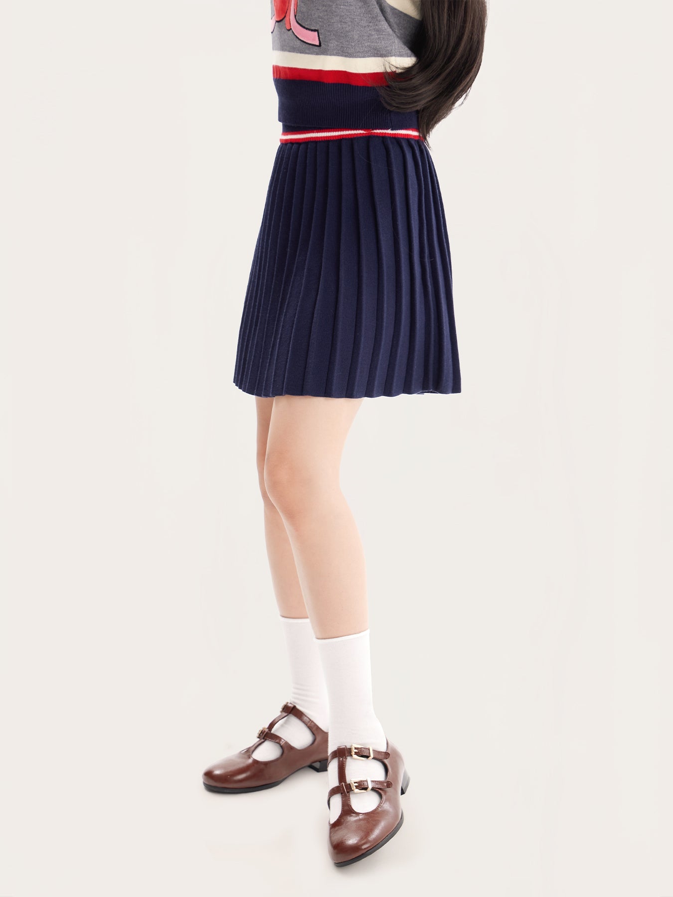 Kids’ Classic Pleated Knit Skirt with Collegiate Style