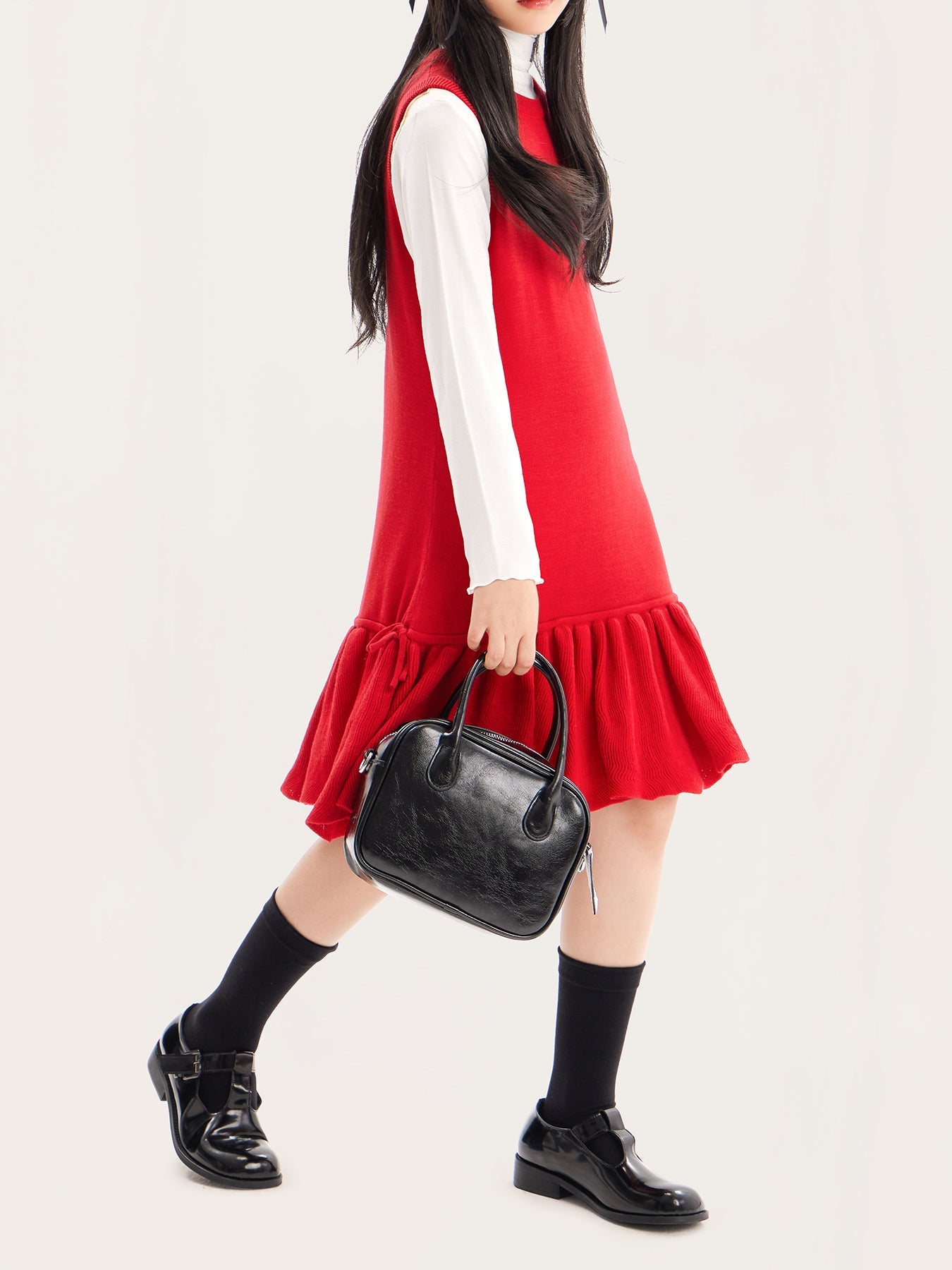 Girls' Knit Sleeveless Dress with Bow Detail