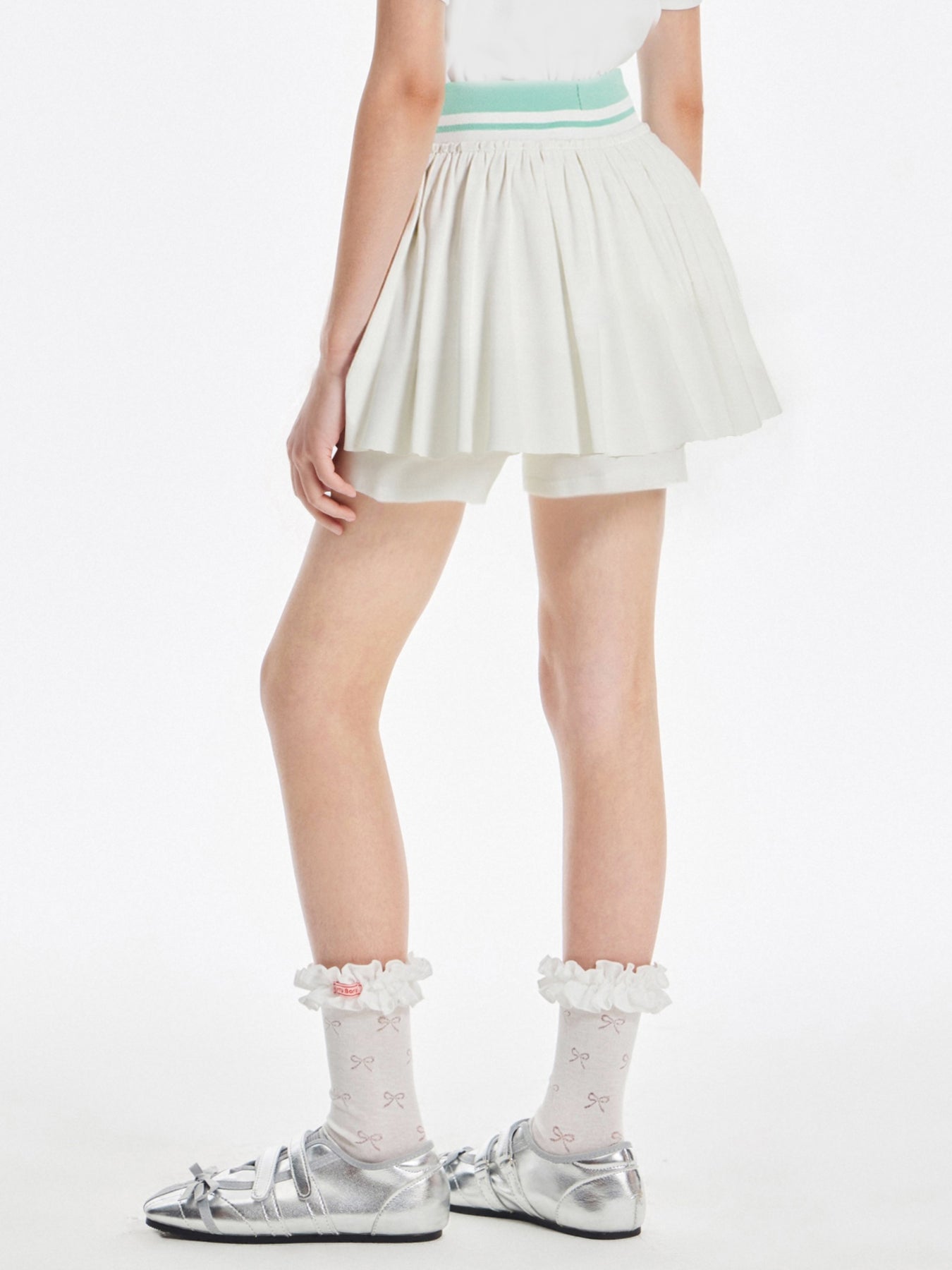 Girls Pleated Skirt Shorts with Embroidery Casual