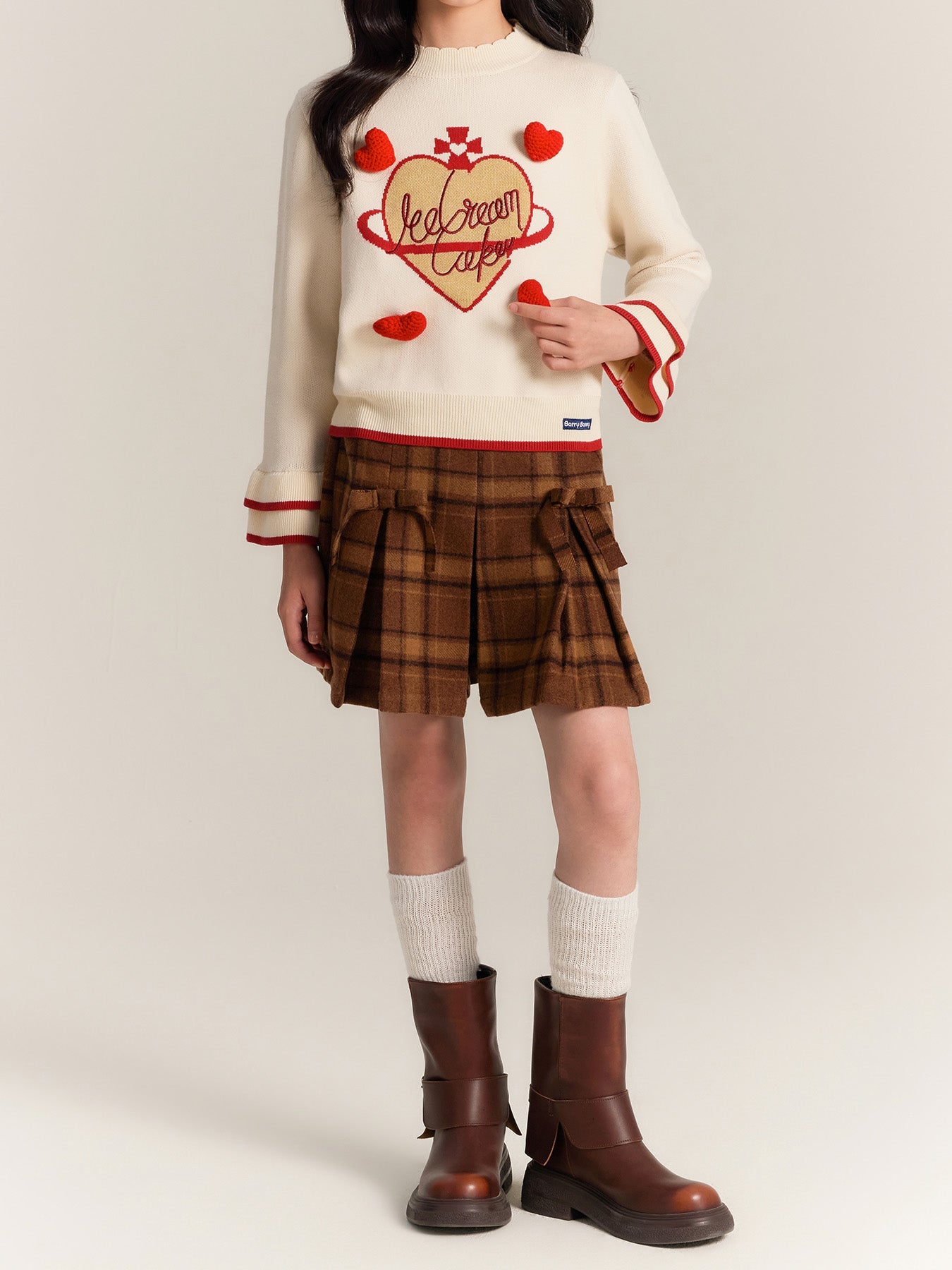 Kids' Cute Heart Knit Sweater