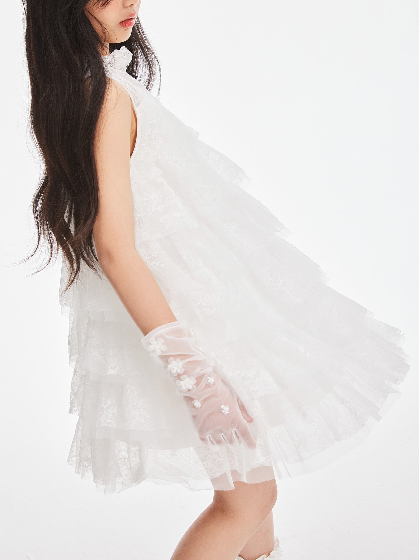 Girly Lace & Tulle Sleeveless Princess Dress for Girls