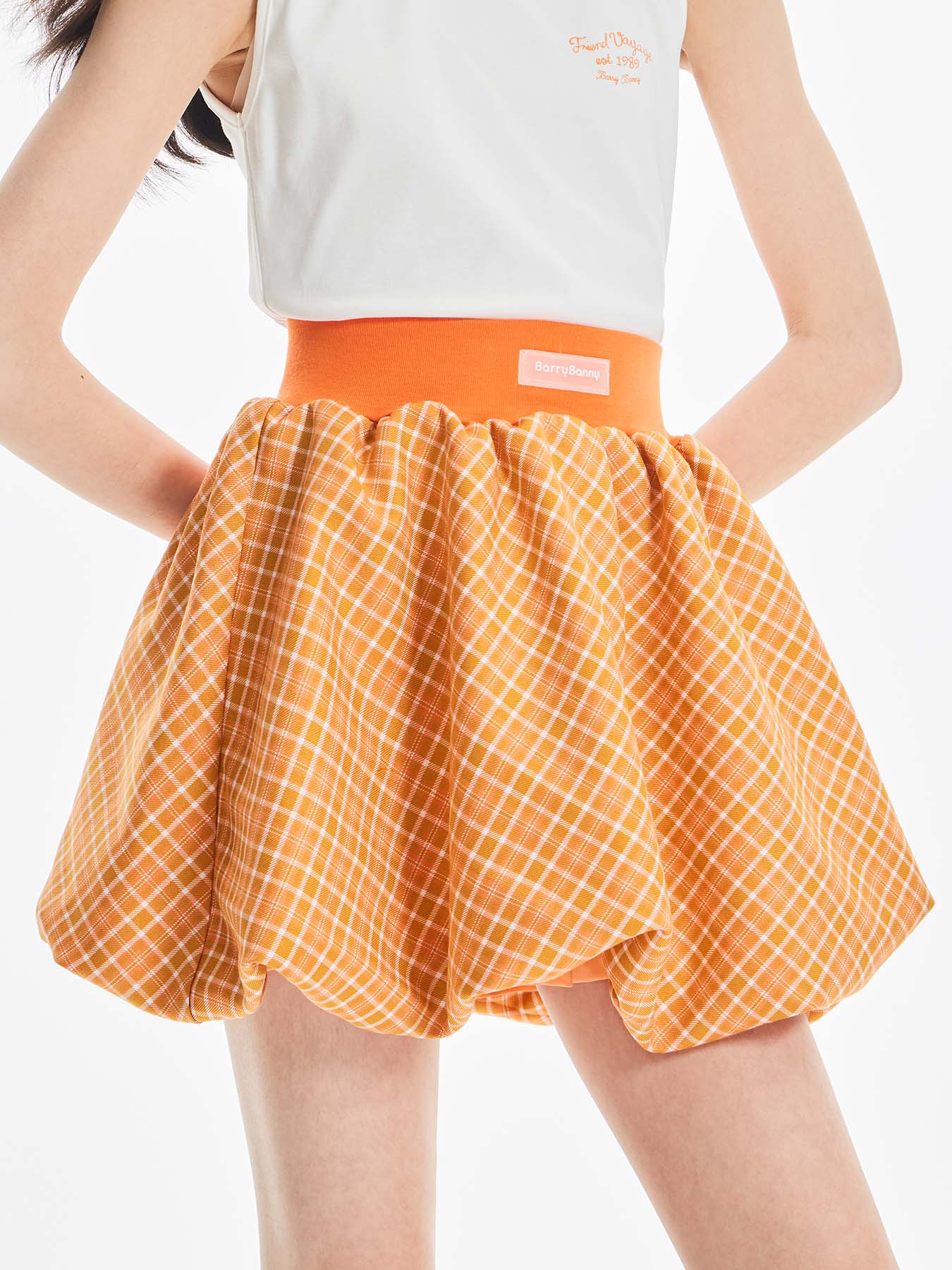 Orange Plaid Ruffle Skirt for Girls