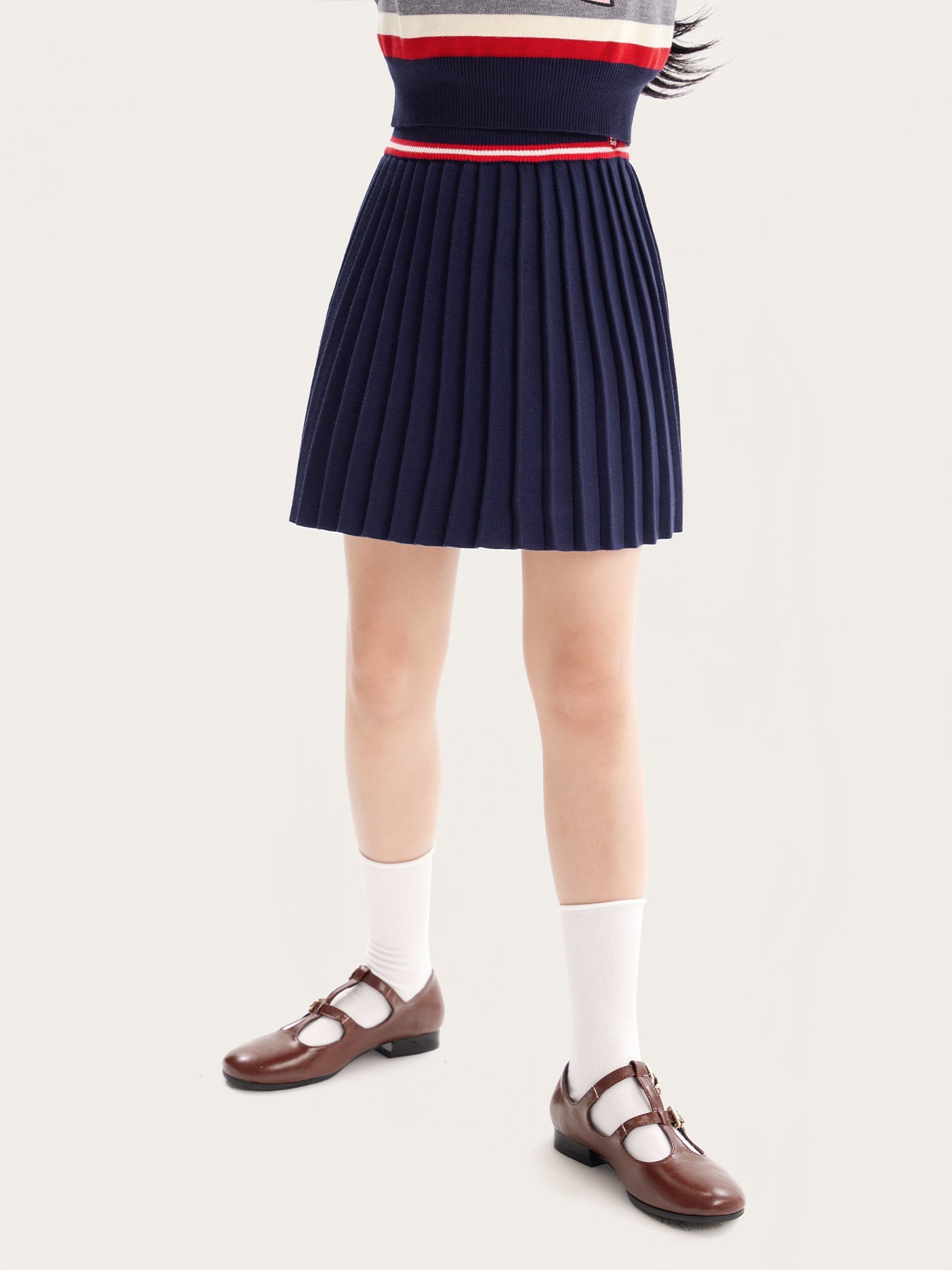 Kids’ Classic Pleated Knit Skirt with Collegiate Style