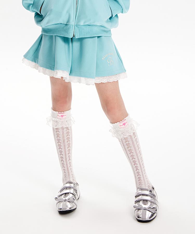 Girls Cartoon Hoodie and Lace Trim Shorts Two-Piece Set