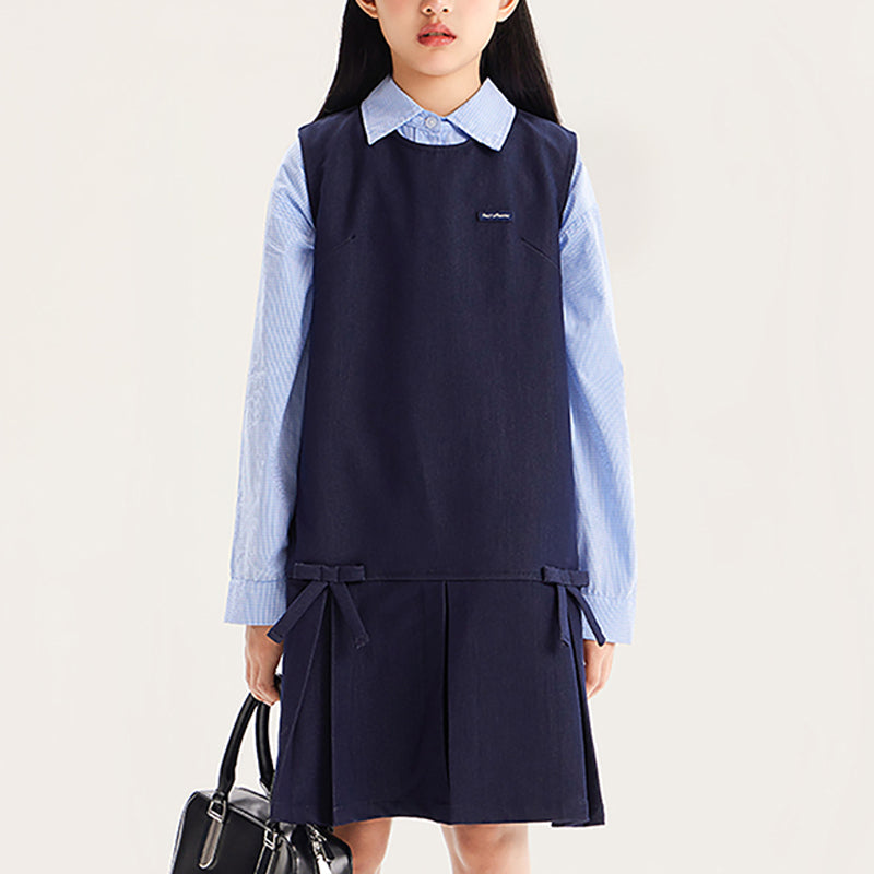 Sleeveless A-Line Dress with Bow Detail for Girls