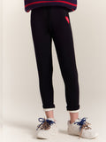 Girls Fleece Lined Black Leggings with Heart Patch