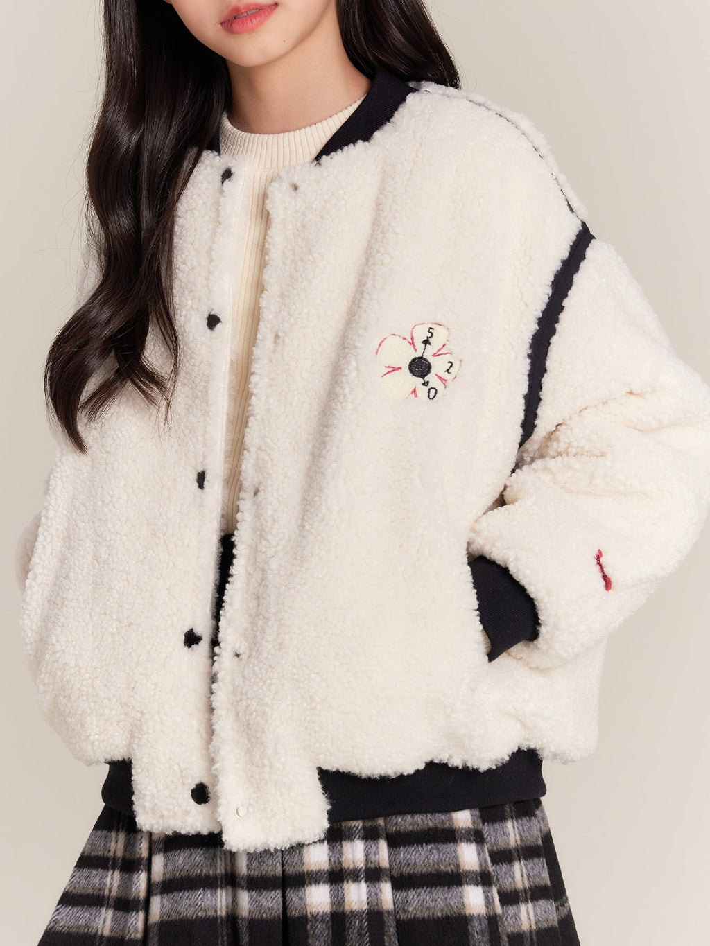 Girls Cozy Button Front Winter Jacket