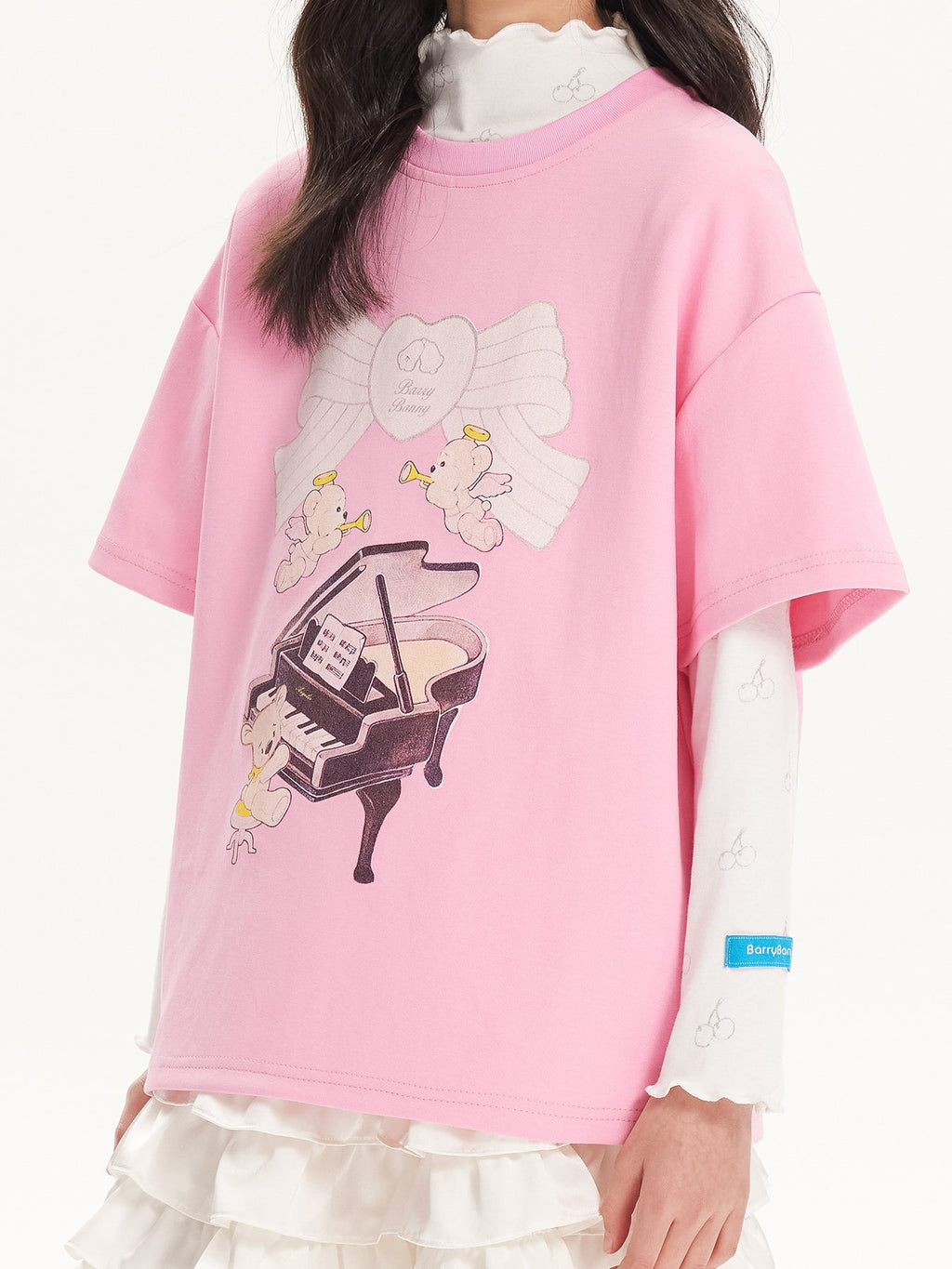 Girls Pink Short Sleeve Graphic Cotton T-Shirt