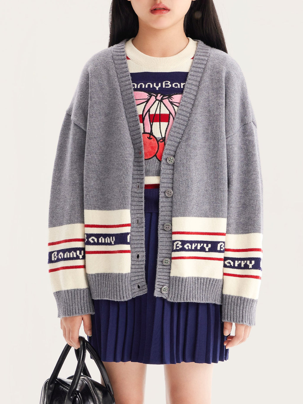 Kids Cherry Knit Cardigan, Cozy Fall Winter Sweater