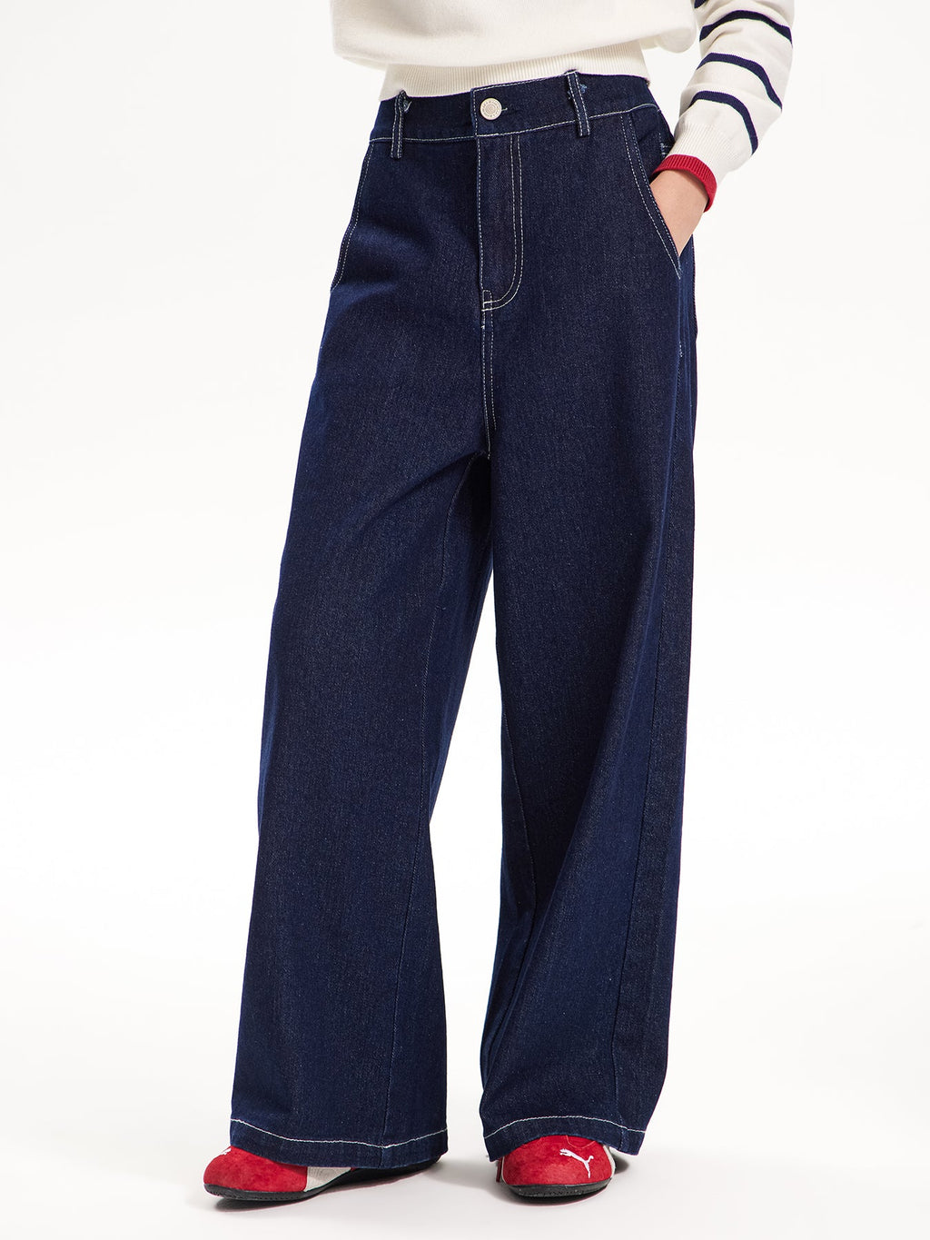 Girls High-Waist Slim Fit Soft Denim Pants