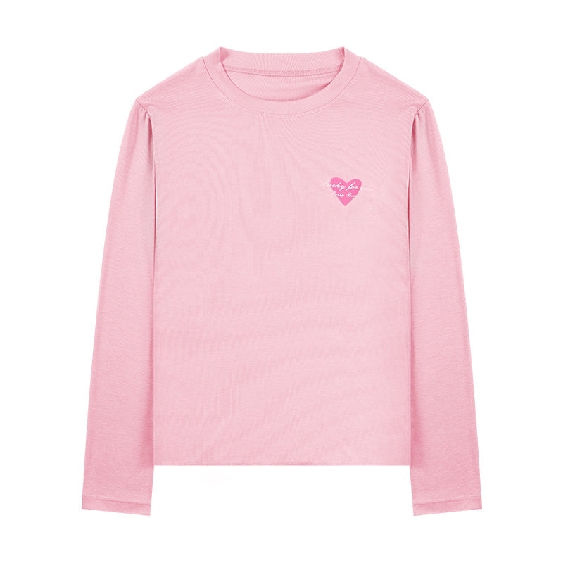 Kids Long Sleeve Solid Color Slim Fit T-Shirt