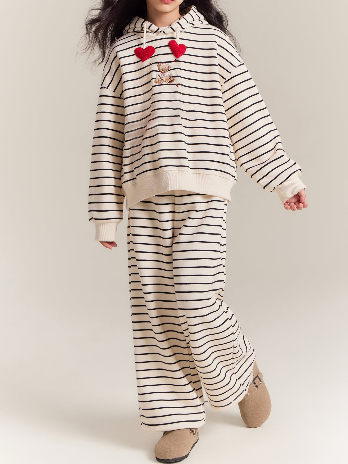 Kids Striped Hoodie and Pants Set, Cozy Fall Winter Outfit