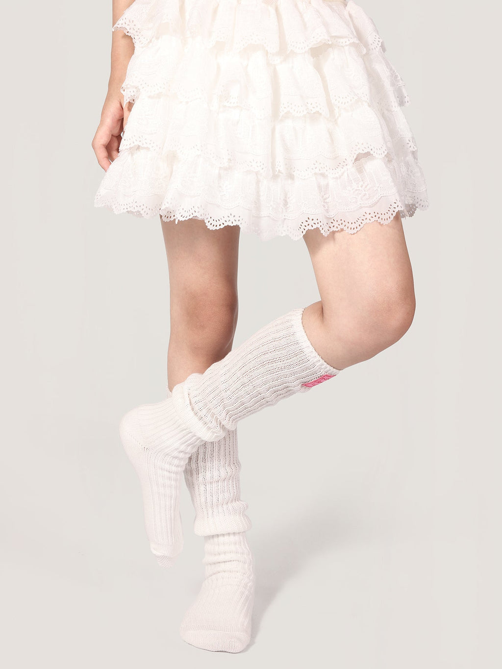 Kids White Slouch Socks Long Ribbed Fashion Style