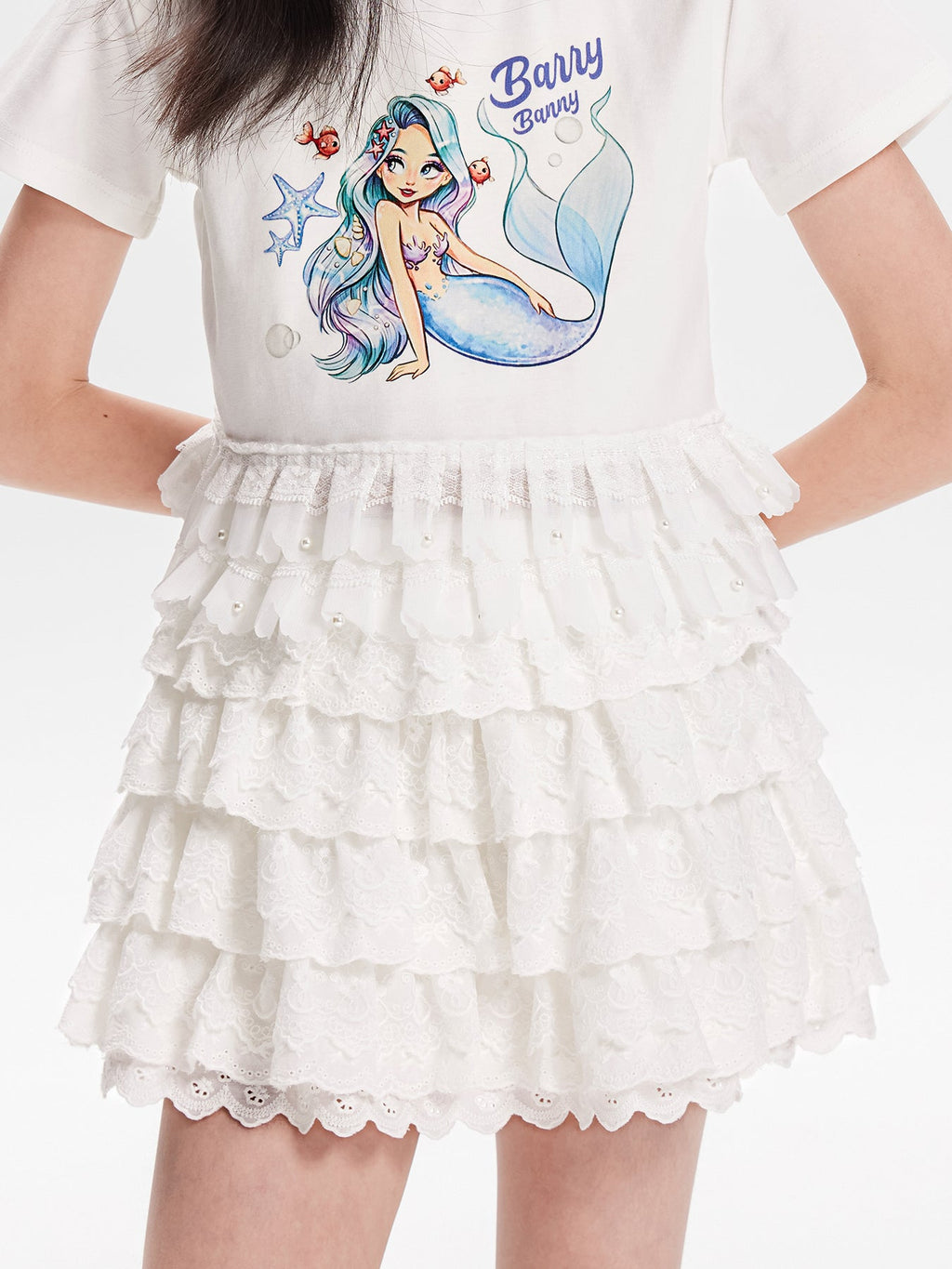 Girls Lace Ruffle Layered Skirt Cute School Style Outfit