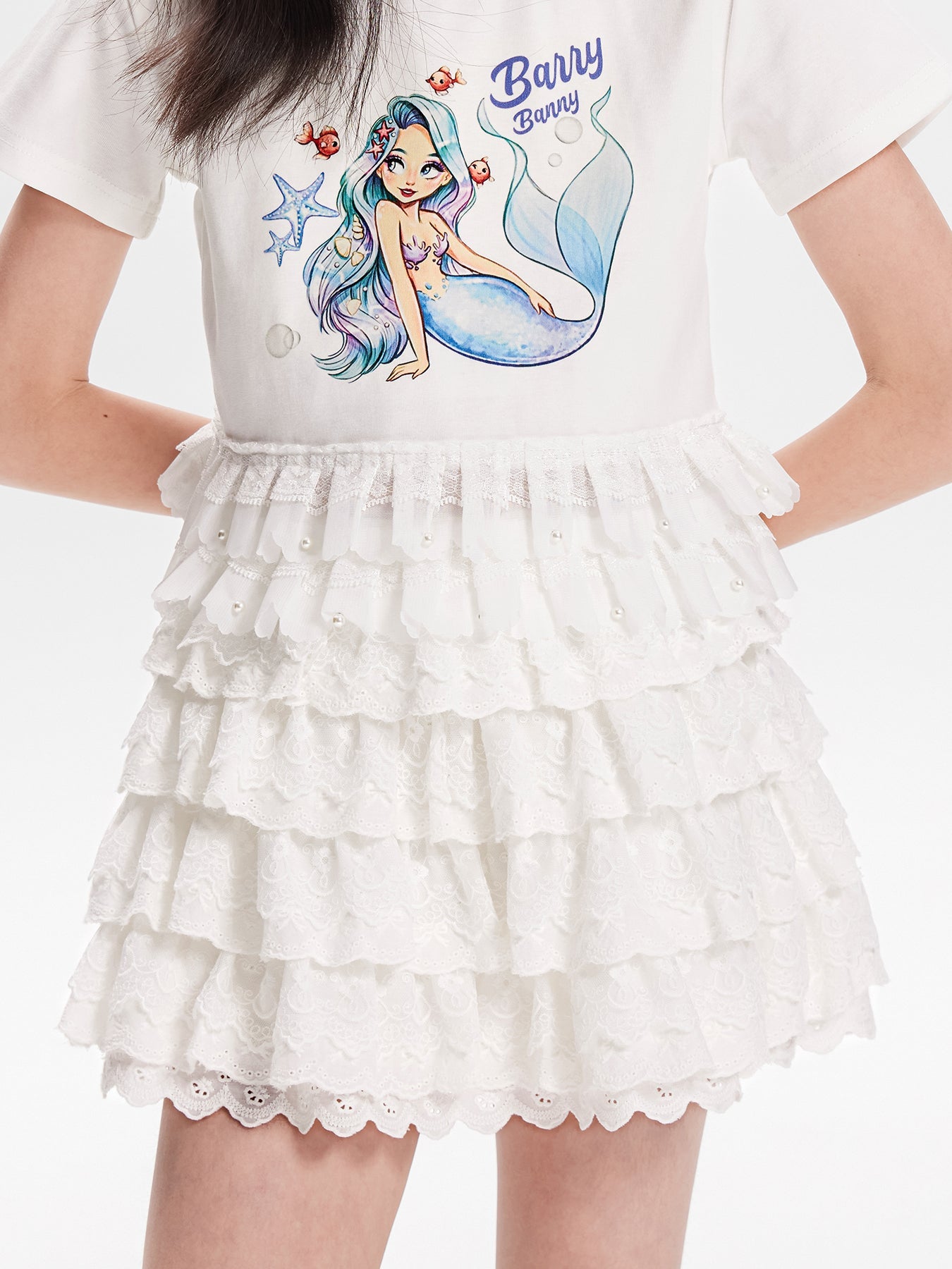 Girls Lace Ruffle Layered Skirt Cute School Style Outfit
